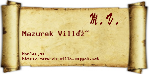 Mazurek Villő névjegykártya